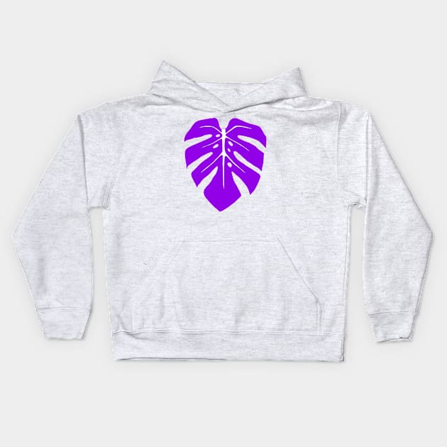 Purple Monstera Leaf Kids Hoodie by ally1021